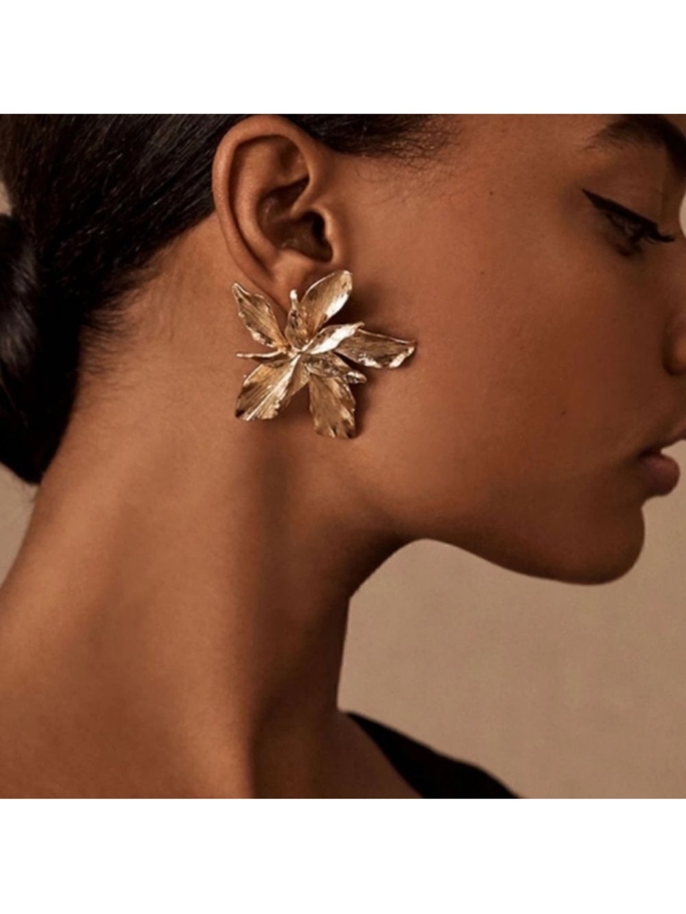 Gold Floral Statement Earrings A66